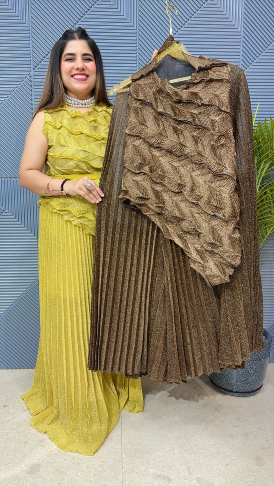 BEAUTIFUL SUMMER PLEATED CORD SETGGR1363