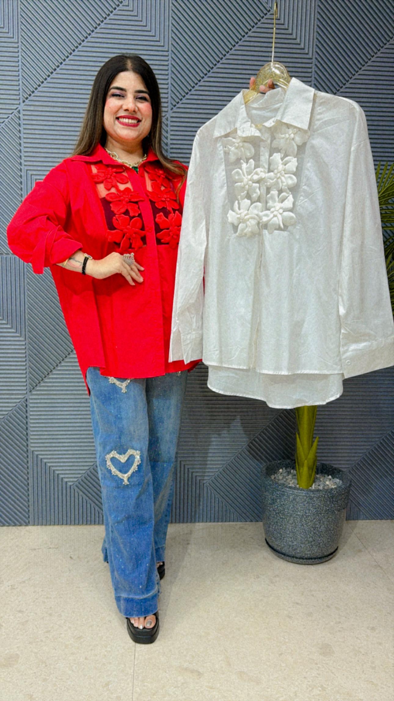 BEAUTIFUL  COTTON SHIRTH WITH 3D FLOWER GGR1385