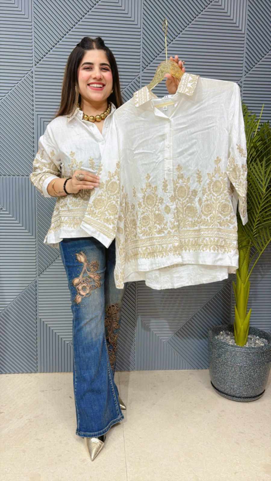 COTTON EMBROIDERY SHIRT GGR1434