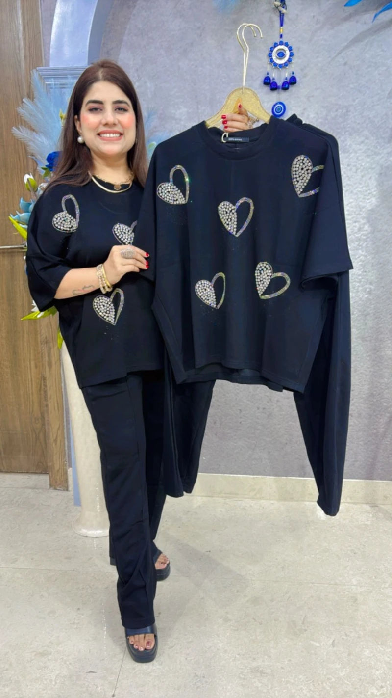 BEAUTIFUL HEART EMBROIDERD CORDSET GGR1634