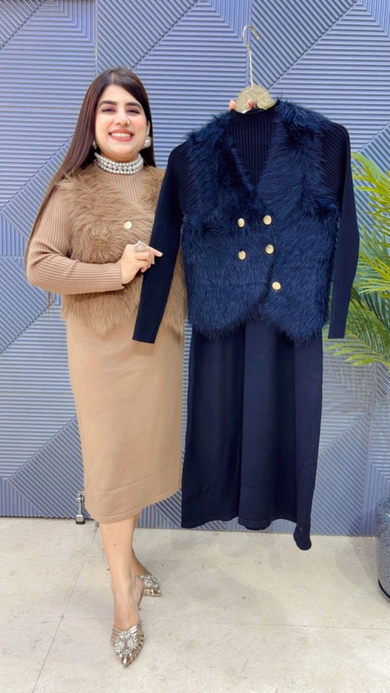 PREMIUM 2 PCS WINTERWEAR WOOLEN DRESS GGR3382