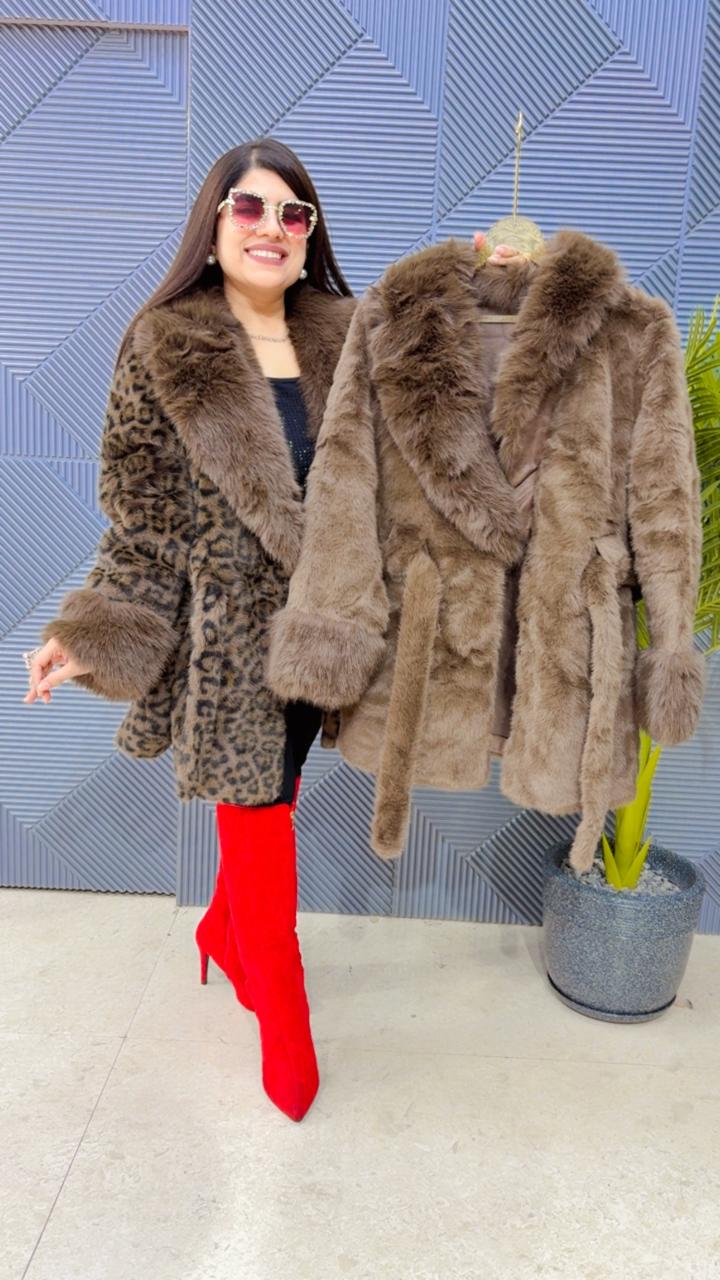 PREMIUM WINTERWEAR FURR JACKET WITH BELT GGR3493