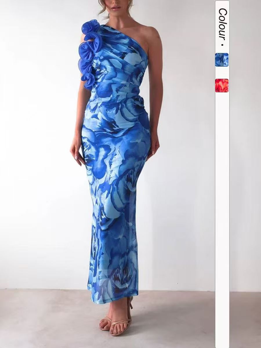 BEAUTIFUL POWER NET ONE SHOULDER DRESS GGR4142 Girls Glitters