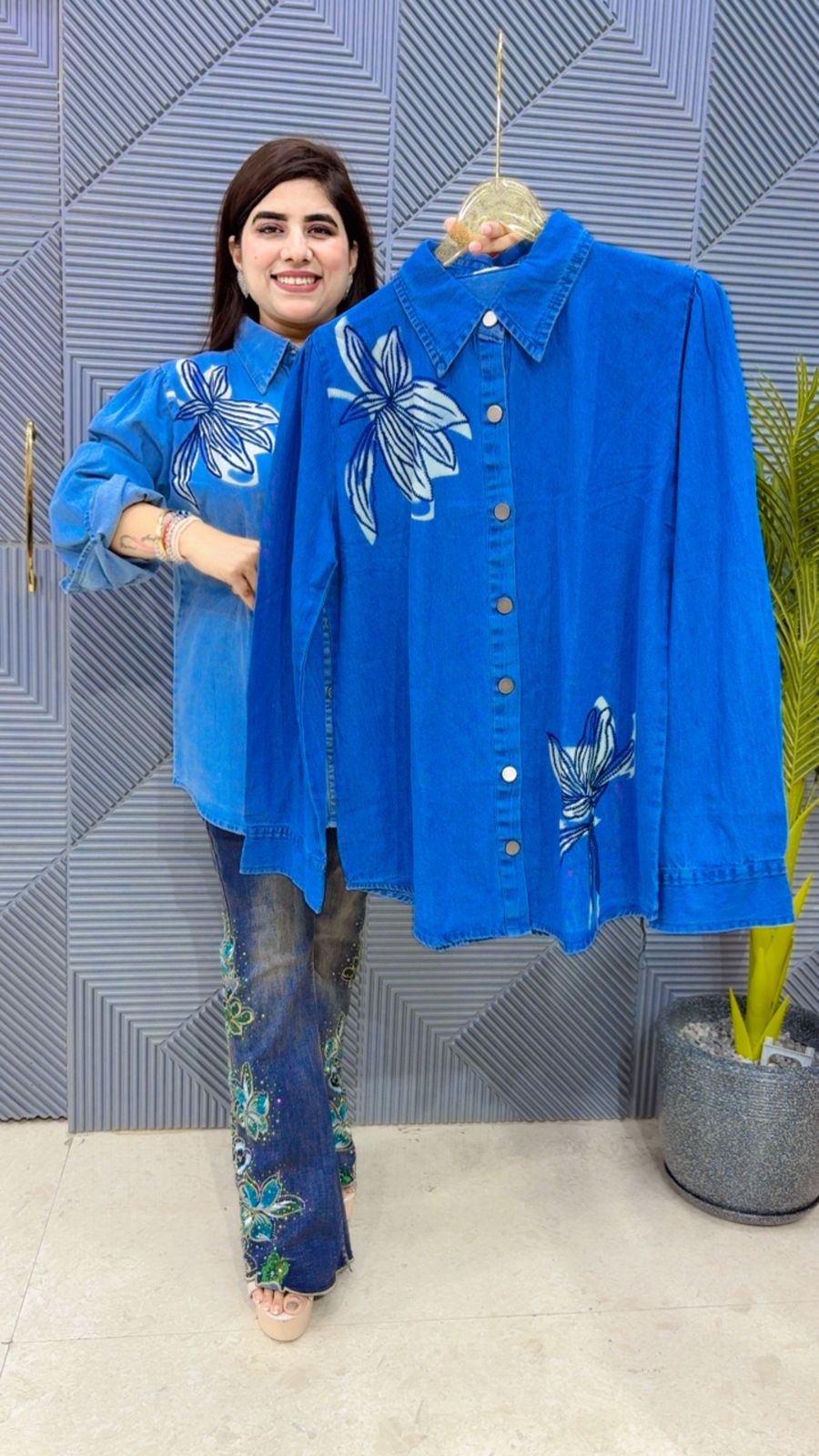 BEAUTIFUL DENIM SHIRT GGR4237 Girls Glitters
