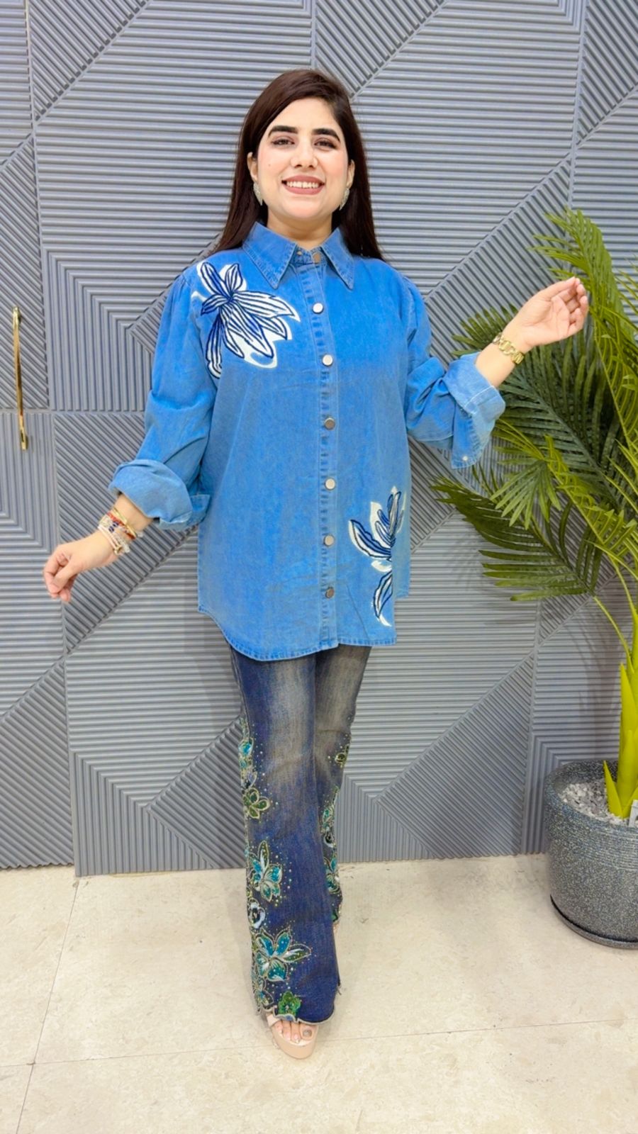 BEAUTIFUL DENIM SHIRT GGR4237 Girls Glitters