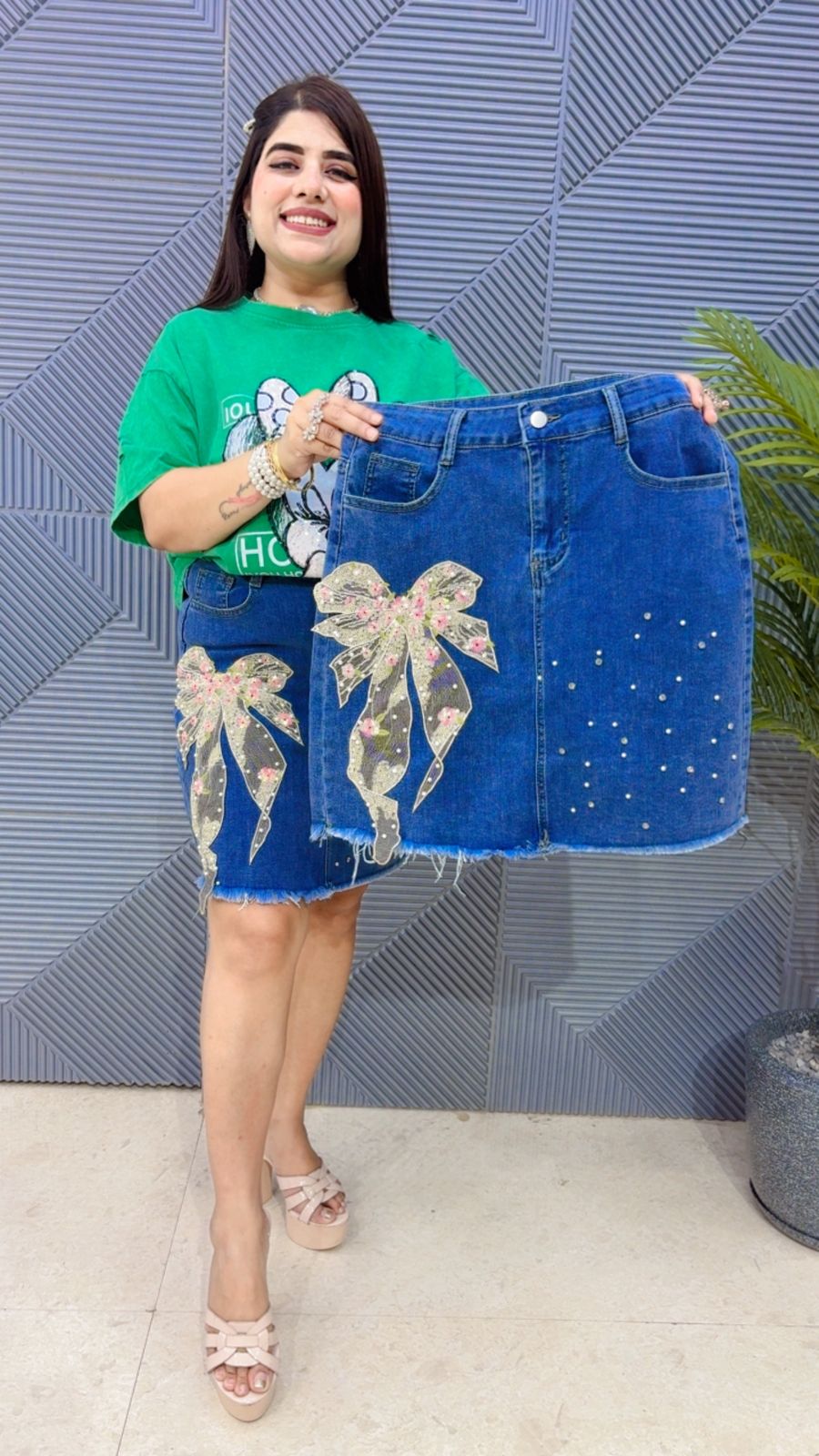BEAUTIFUL DENIM SKIRT GGR4418 Girls Glitters