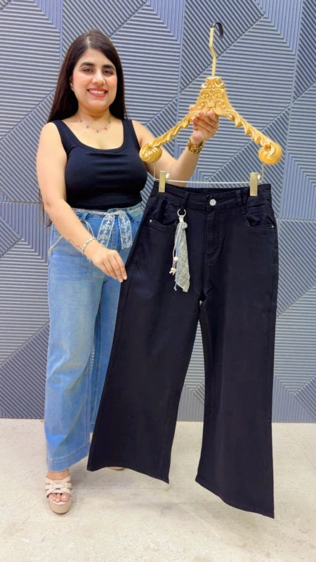 BEAUTIFUL IMPORTED DENIM JEANS WITH BELT GGR5129 Girls Glitters