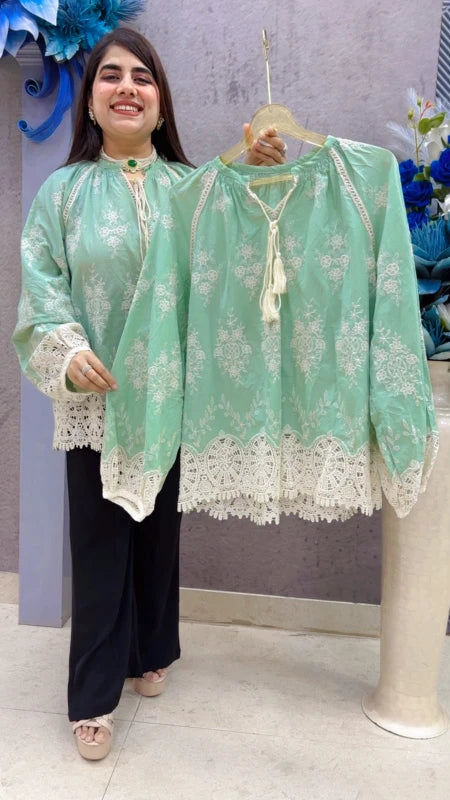 BEAUTIFUL EMBROIDERY COTTON TOP GGR5411 Girls Glitters