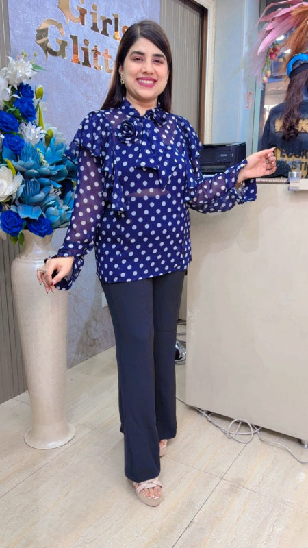 BEAUTIFUL SHIFFON POLKA TOP Girls Glitters