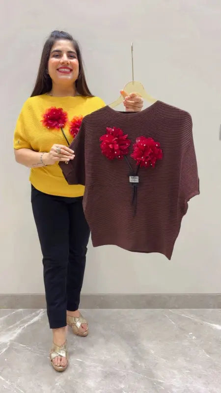 BEAUTIFUL PREMIUM FLOWER DESIGNER T-SHIRT TOP GGR5609 Girls Glitters