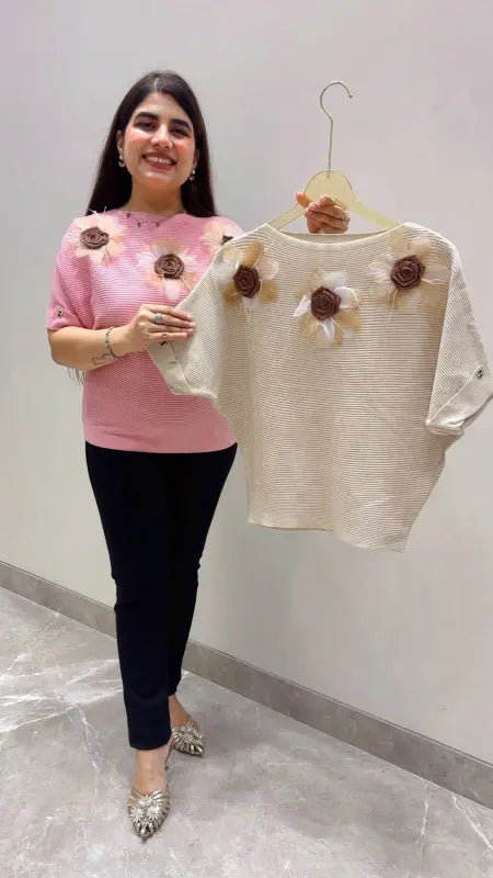 BEAUTIFUL PREMIUM FLOWER DESIGNER T-SHIRT TOP GGR5678 Girls Glitters