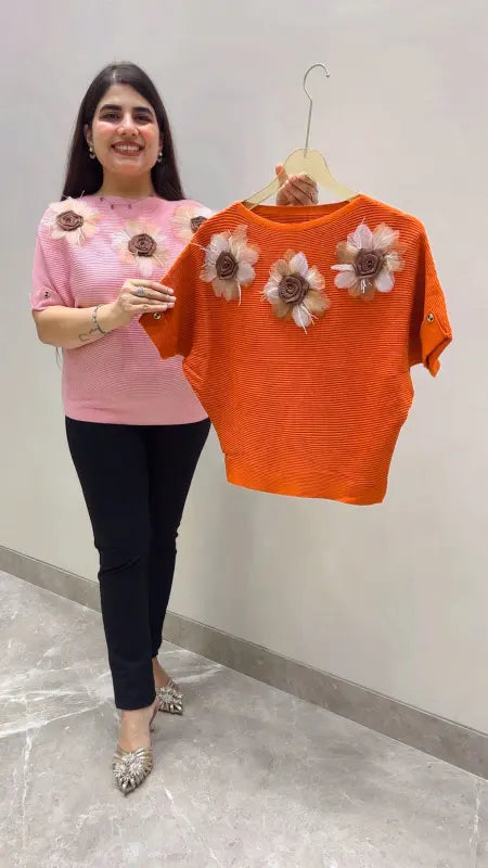 BEAUTIFUL PREMIUM FLOWER DESIGNER T-SHIRT TOP GGR5678 Girls Glitters