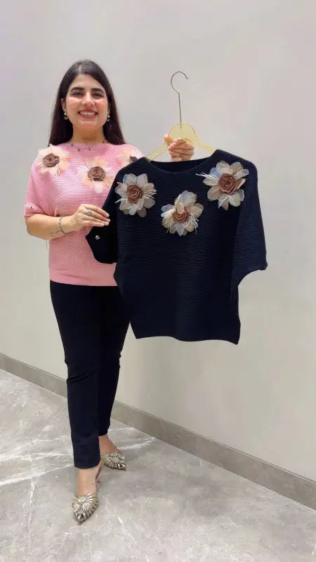 BEAUTIFUL PREMIUM FLOWER DESIGNER T-SHIRT TOP GGR5678 Girls Glitters